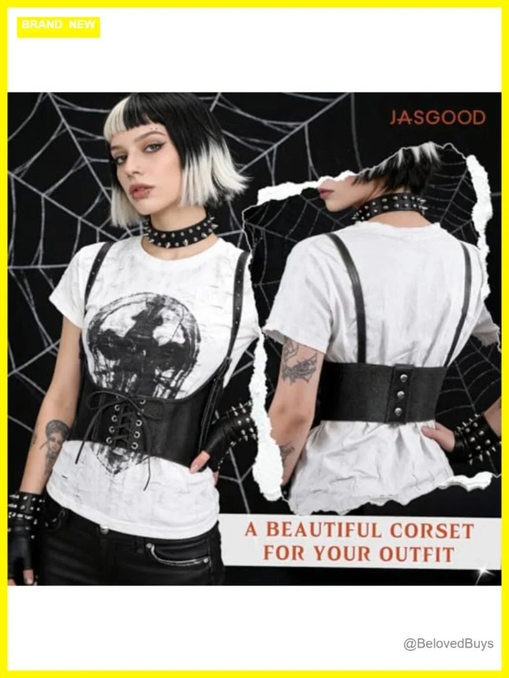Faux Leather Corset Waist Belt Lace-up Underbust Waspie Steampunk